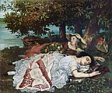 The Young Ladies on the Banks of the Seine detail by Gustave Courbet